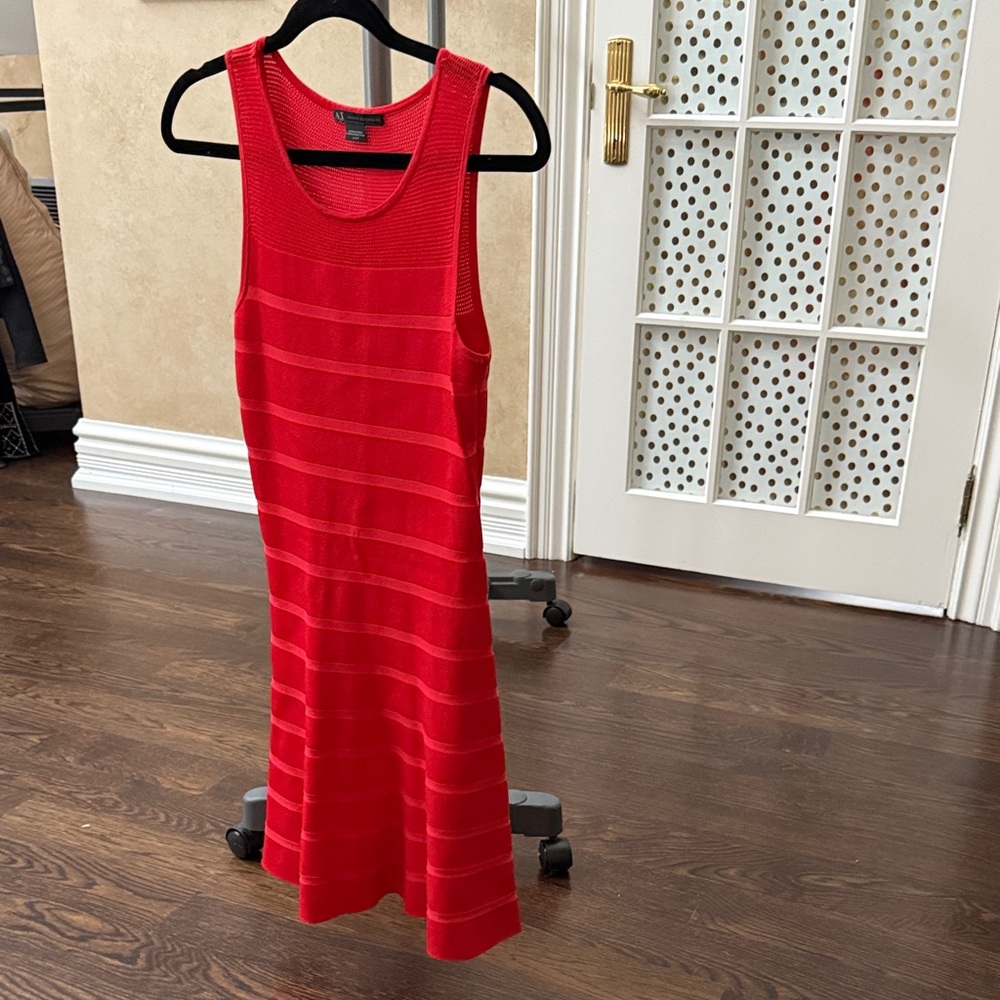 Armani Exchange Vibrant Red Midi Dress